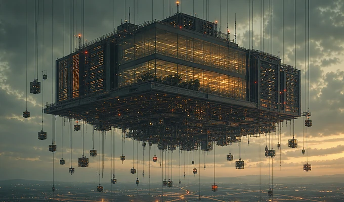 Architecture futuriste flottante pour Offer Listing Matrix marketplace