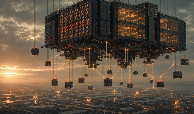 Architecture futuriste flottante pour la supervision des traitements métier marketplace